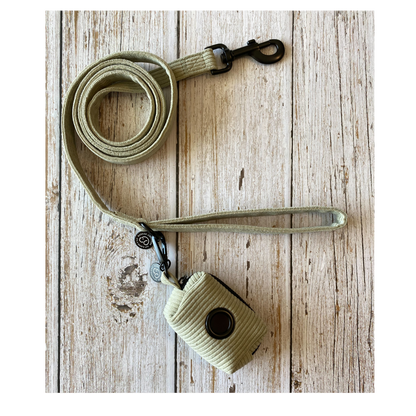minimalistic corduroy dog poop bag holder matching walking dog leash